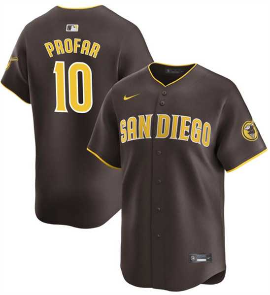 Mens San Diego Padres #10 Jurickson Profar Brown 2024 Away Limited Baseball Stitched Jersey Dzhi->san diego padres->MLB Jersey